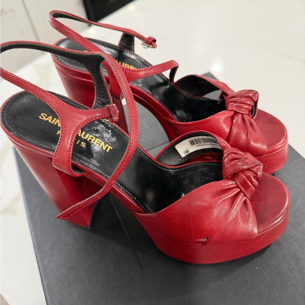 Saint Laurent Bold Red Platform Heels